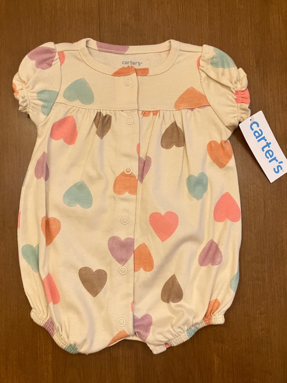 3M or 24M Carter's Cream Heart Print Baby Romper